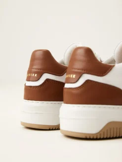 DAMES Nubikk Basket Court Wit Bruine Sneakers Voor Dames