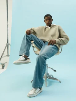 Heren Nubikk Basket Court Wit Grijze Sneakers Voor Heren