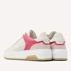 DAMES Nubikk Basket Court Wit Roze Sneakers Voor Dames