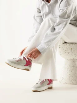 DAMES Nubikk Basket Court Wit Roze Sneakers Voor Dames