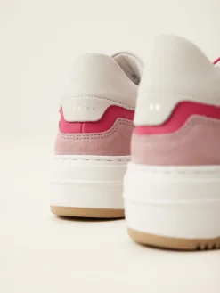 DAMES Nubikk Basket Court Wit Roze Sneakers Voor Dames