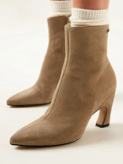 DAMES Nubikk Bibi Coco Taupe Enkellaarzen Voor Dames