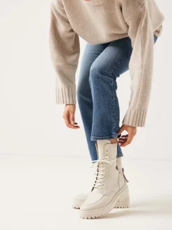 DAMES Nubikk Fae Aubine Beige Biker Boots Voor Dames