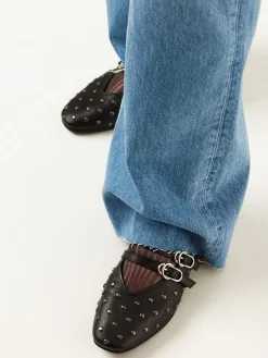 DAMES Nubikk Gisele Grace Studs Zwarte Ballerina's Voor Dames