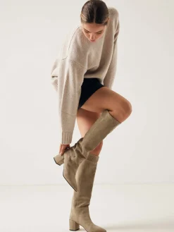 DAMES Nubikk Isa Bella Taupe Suede Boots Voor Dames