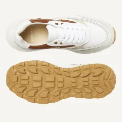 DAMES Nubikk Oberon Nora Wit Bruine Sneakers Voor Dames