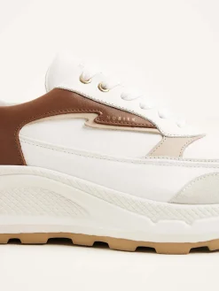 DAMES Nubikk Oberon Nora Wit Bruine Sneakers Voor Dames
