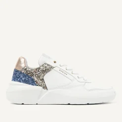 DAMES Nubikk Roque Road Wave Witte Glitter Sneakers Voor Dames