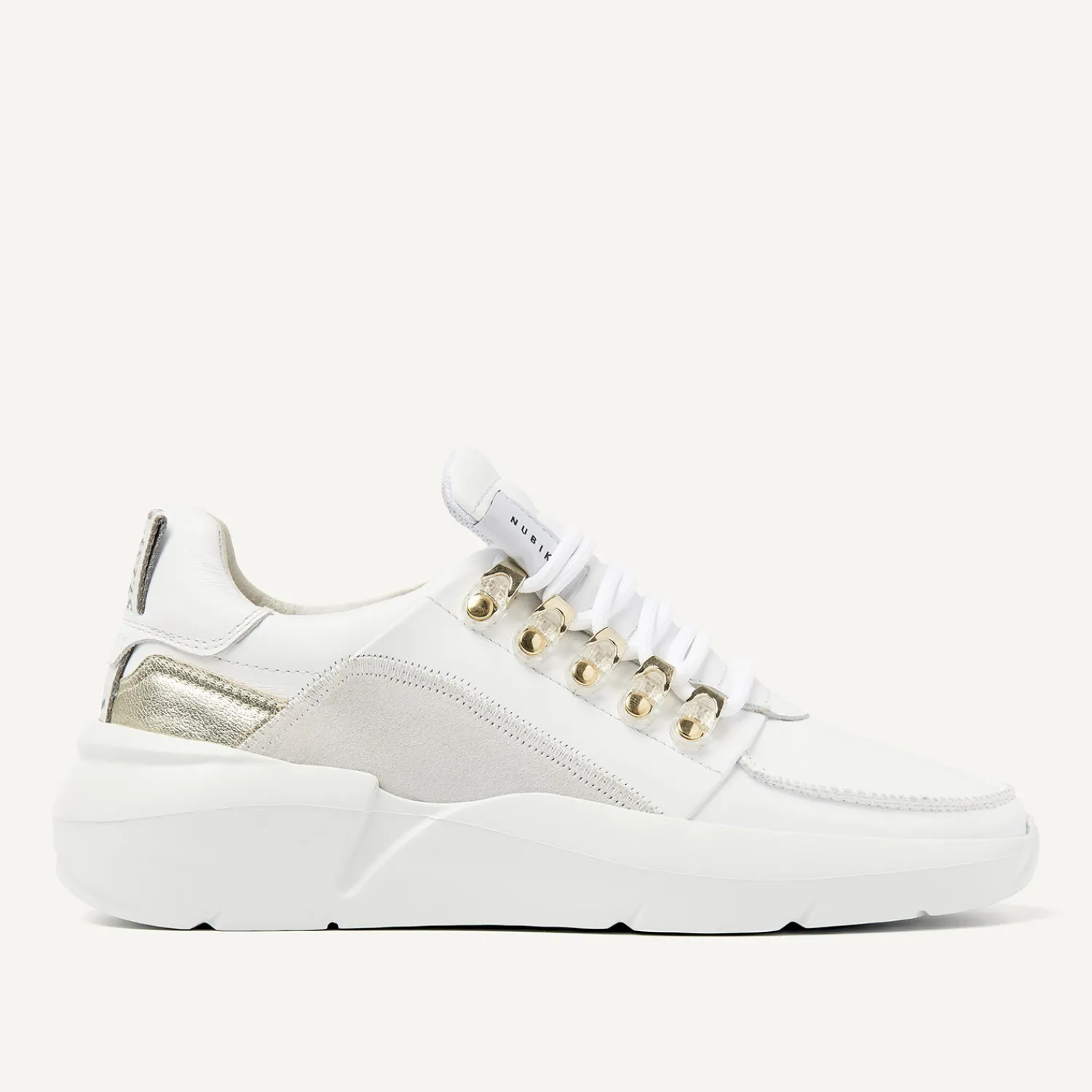 DAMES Nubikk Roque Roman Wit Gouden Sneakers Voor Dames