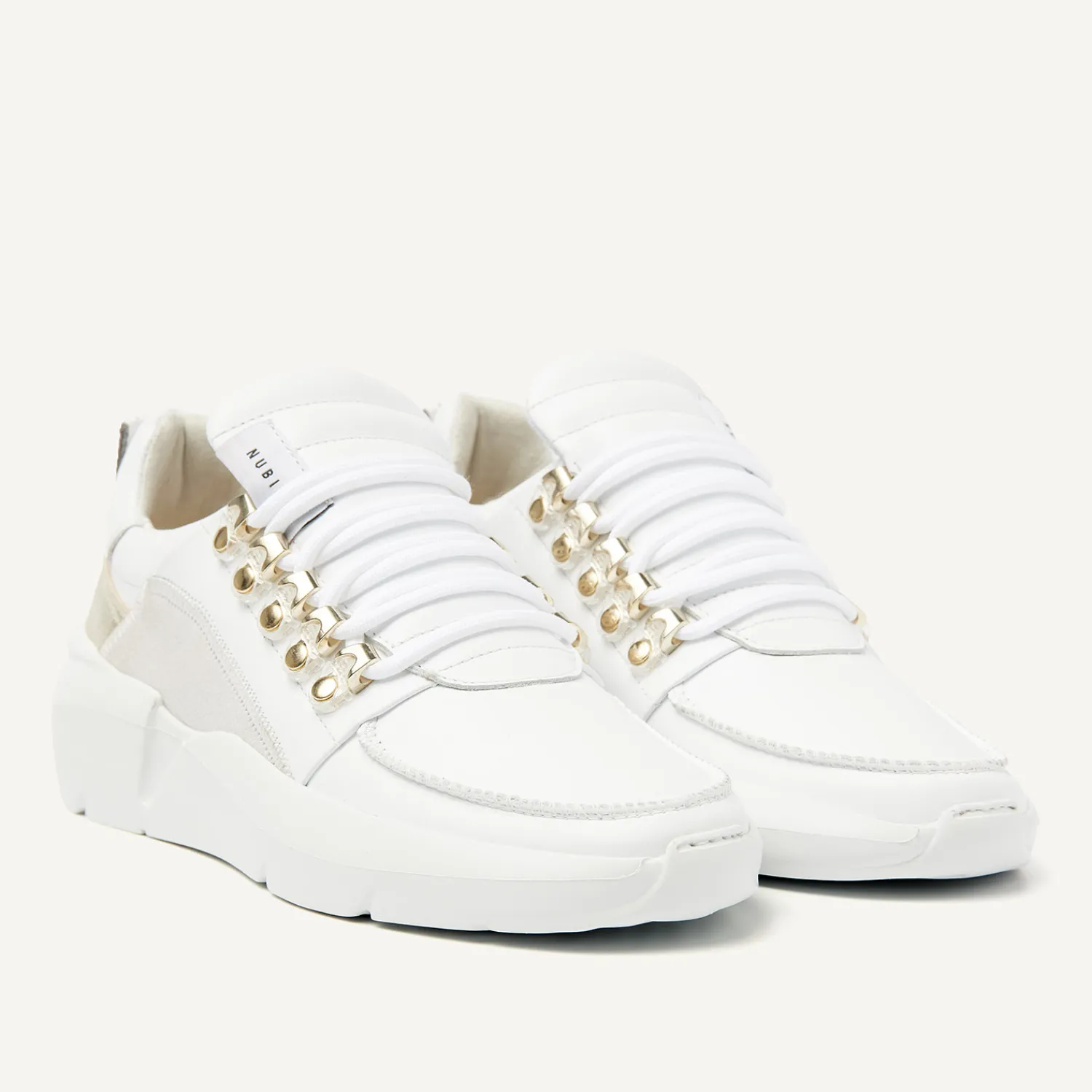 DAMES Nubikk Roque Roman Wit Gouden Sneakers Voor Dames
