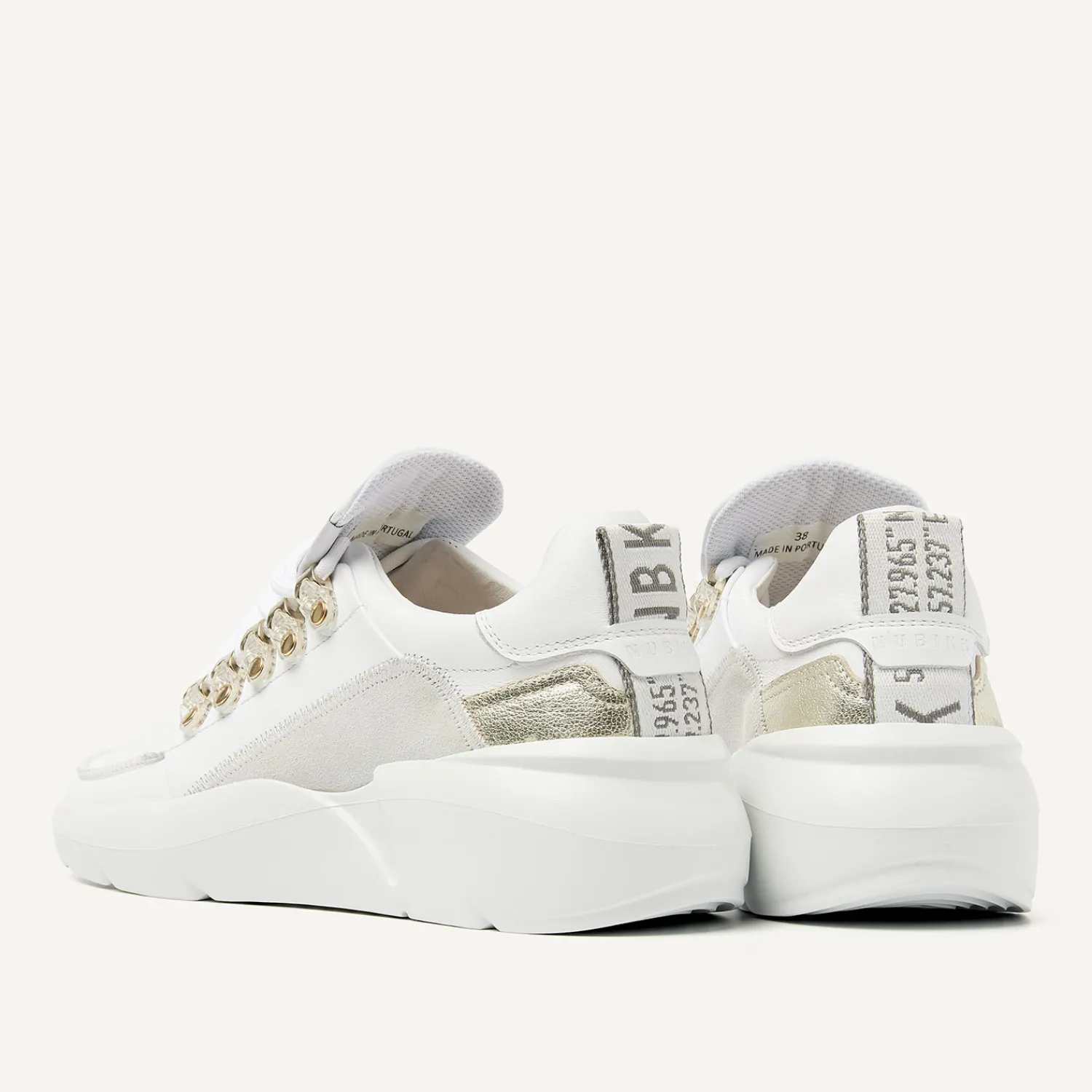 DAMES Nubikk Roque Roman Wit Gouden Sneakers Voor Dames