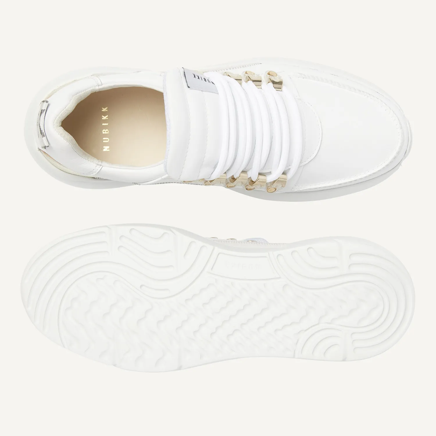 DAMES Nubikk Roque Roman Wit Gouden Sneakers Voor Dames