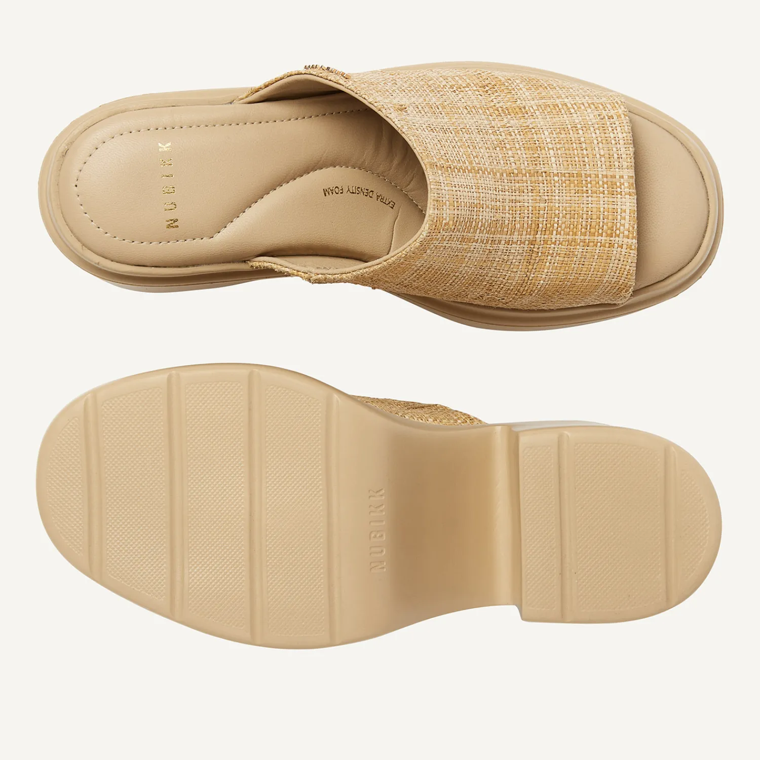 DAMES Nubikk Venga Slides Beige Raffia Slippers Voor Dames